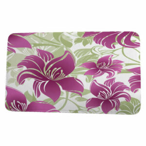 Tropical Resort Tree Mallow Floral Print Bath Mat, Purple, 17"x24"