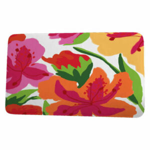 Tropical Resort Tropical Floral Floral Print Bath Mat, Bright Pink, 17