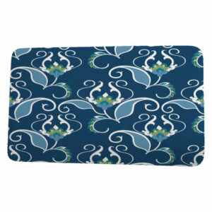 Tropical Resort West Indies Floral Print Bath Mat, Blue, 21"x34"