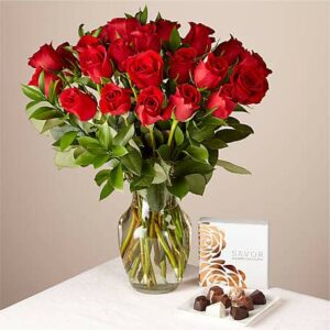 Two Dozen Red Roses Bouquet and Chocolates | Better