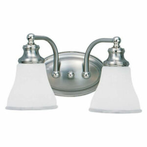 Two-light Wall/bath Two Tone Nickel Finish-Clear Highlighted Etched G