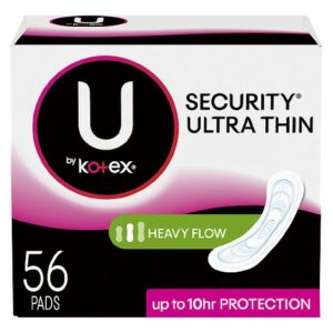 U by Kotex Ultra Thin Pads, Heavy Flow, Long, Unscented Unscented - 56.0 ea