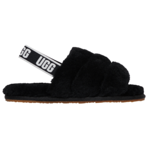 UGG Girls UGG Fluff Yeah Slide - Girls' Toddler Shoes Black/Black Size 12.0