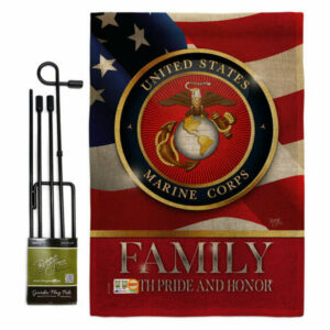 US Marine Family Honor Burlap Americana Garden Flag Set