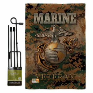 US Marine Veteran Burlap Americana Garden Flag Set