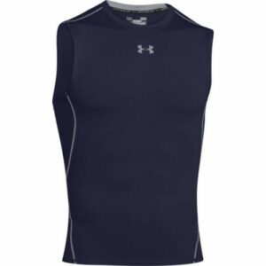 Under Armour Men's HeatGear Armour Compression Sleeveless T-Shirt Midnight Navy Blue/Steel, Small - Men's Athletic Performance Tops