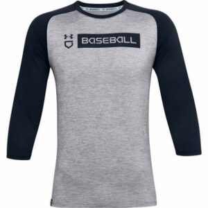 Under Armour Men's Utility 3/4 Heathered Shirt Gray/Navy Blue, X-Large - Mens Baseball Tops at Academy Sports