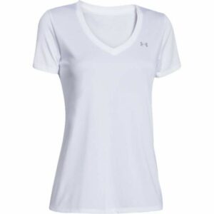 Under Armour Women's UA Tech V-neck T-Shirt White/Metallic Silver, X-Small - Women's Athletic Performance Tops at Academy Sports