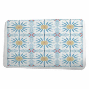 Upscale Getaway Chaney Geometric Print Bath Mat, Light Blue, 17"x24"