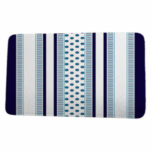 Upscale Getaway Comb Dot Stripe Print Bath Mat, Navy Blue, 21"x34"