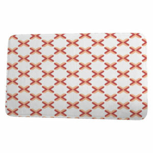 Upscale Getaway Criss Cross Geometric Print Bath Mat, Orange/Coral, 17