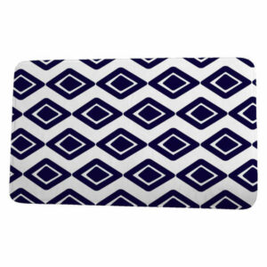 Upscale Getaway Diamond Jive 1 Geometric Print Bath Mat, Navy Blue, 21