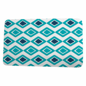 Upscale Getaway Diamond Jive 2 Geometric Print Bath Mat, Aqua, 17"x24"