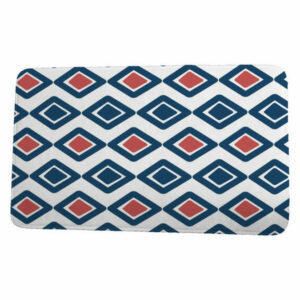 Upscale Getaway Diamond Jive 2 Geometric Print Bath Mat, Navy Blue, 17