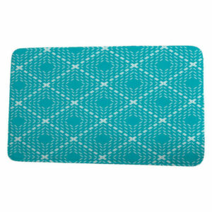 Upscale Getaway Dots & Dashes Geometric Print Bath Mat, Aqua, 17"x24"