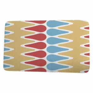 Upscale Getaway Multi Colored Picks Geometric Print Bath Mat, Gold, 17