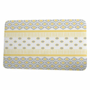 Upscale Getaway Scrambled Prints Geometric Print Bath Mat, Yellow, 21"