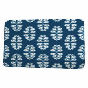 Upscale Getaway Wacky Paisley Geometric Print Bath Mat, Navy Blue, 21"