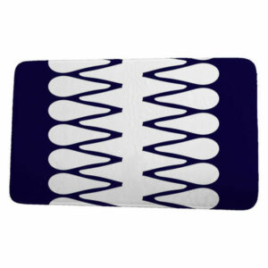 Upscale Getaway Zipped Geometric Print Bath Mat, Navy Blue, 17"x24"