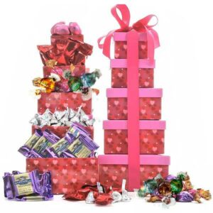 Valentine's Day Chocolate Gift Basket - A Heart Tower Filled With Love | Gourmet Gift Baskets by GiftBasket.com