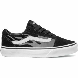 Vans Boys' Ward Flames Shoes Black/White, 12 - Youth Running at Academy Sports