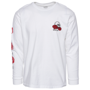 Vans Mens Vans Rose Skull Longsleeve T-Shirt - Mens White/Red Size XXL