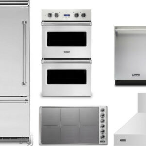 Viking 5 5 Piece Kitchen Appliances Package with Bottom Freezer Refrigerator and Dishwasher in Stainless Steel VIRECTWODWRH194