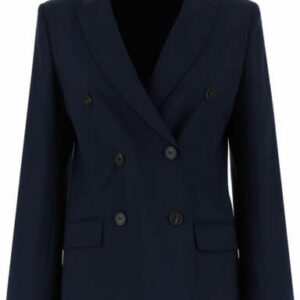 WEEKEND MAX MARA NAVILE WOOL BLAZER 42 Blue Wool