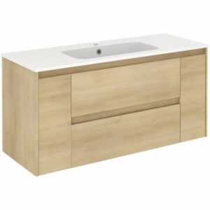 WS Bath Collections Ambra 120 Ambra 48" Single Vanity Set with Engineered Wood Cabinet Nordic Oak Bathroom Storage Vanity Sets Single