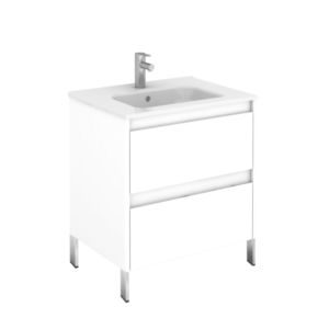 WS Bath Collections Ambra 60F Ambra 24" Single Vanity Set with Engineered Wood Cabinet and Ceramic Vanity Top with Integrated Sink Gloss White