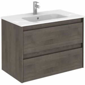 WS Bath Collections Ambra 80 Ambra 32" Single Vanity Set with Engineered Wood Cabinet and Ceramic Vanity Top with Integrated Sink Samara Ash Bathroom