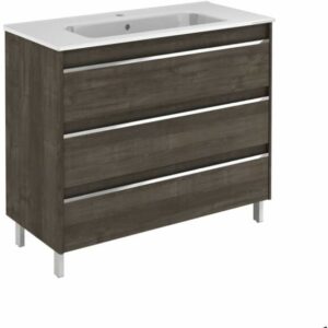 WS Bath Collections Belle 100 Belle 40" Single Vanity Set with Engineered Wood Cabinet and Ceramic Vanity Top with Integrated Sink Samara Ash Bathroom