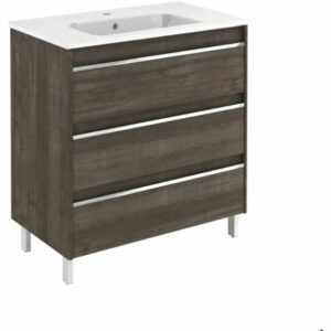 WS Bath Collections Belle 80 Belle 32" Single Vanity Set with Engineered Wood Cabinet and Ceramic Vanity Top with Integrated Sink Samara Ash Bathroom