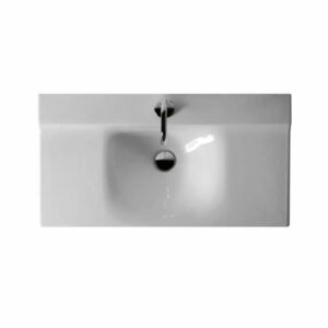 WS Bath Collections Buddy 3403 Kerasan 31-1/2" Ceramic Wall Mounted Bathroom Sink with 1 Hole Drilled and Overflow Ceramic White Fixture Lavatory Sink