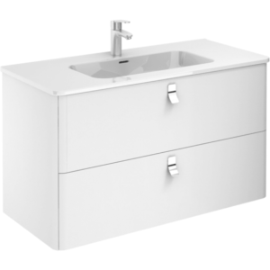 WS Bath Collections Concert 100 Concert 39" Wall Mounted Single Basin Vanity Set with Engineered Wood Cabinet and Ceramic Vanity Top Gloss White