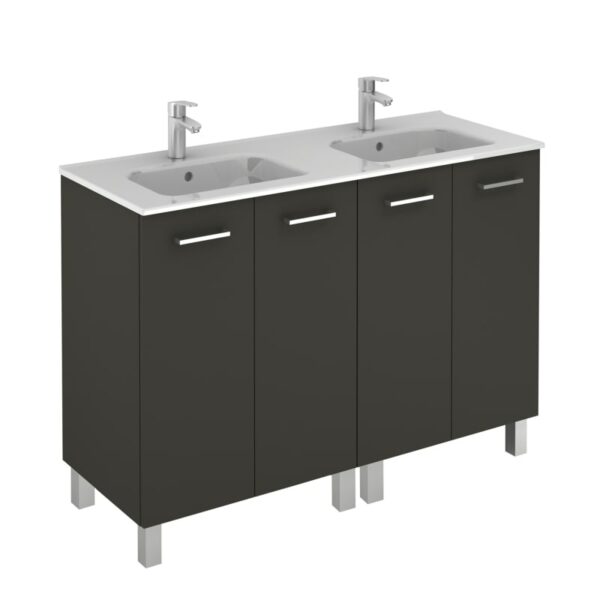 WS Bath Collections Logic 120 Logic Vanities 18" Free Standing Single Basin Vanity Set with Ceramic Vanity Top Anthracite Bathroom Storage Vanity Sets