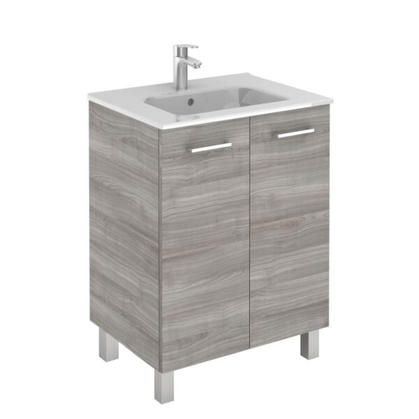 WS Bath Collections Logic 70 Logic Vanities 18" Free Standing Single Basin Vanity Set with Ceramic Vanity Top Sandy Grey Bathroom Storage Vanity Sets