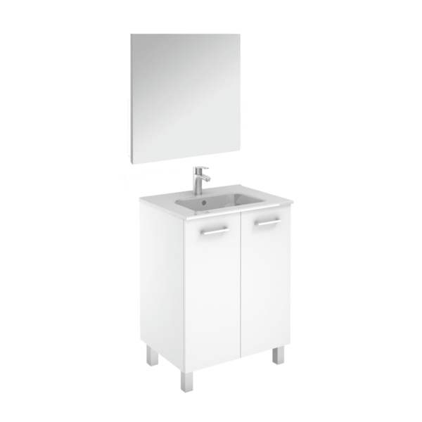 WS Bath Collections Logic 70 Pack 1 Logic Vanities 18" Free Standing Single Basin Vanity Set with Ceramic Vanity Top and Frameless Mirror and Glossy