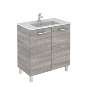 WS Bath Collections Logic 80 Logic Vanities 18" Free Standing Single Basin Vanity Set with Ceramic Vanity Top Sandy Grey Bathroom Storage Vanity Sets