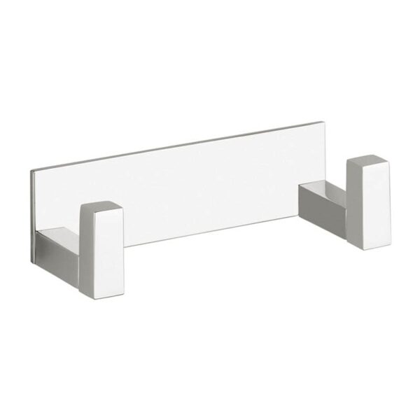 WS Bath Collections Quadra 0861 Quadra Double Robe Hook Rack Polished Chrome Bathroom Hardware Robe Hook Rack Double Hook