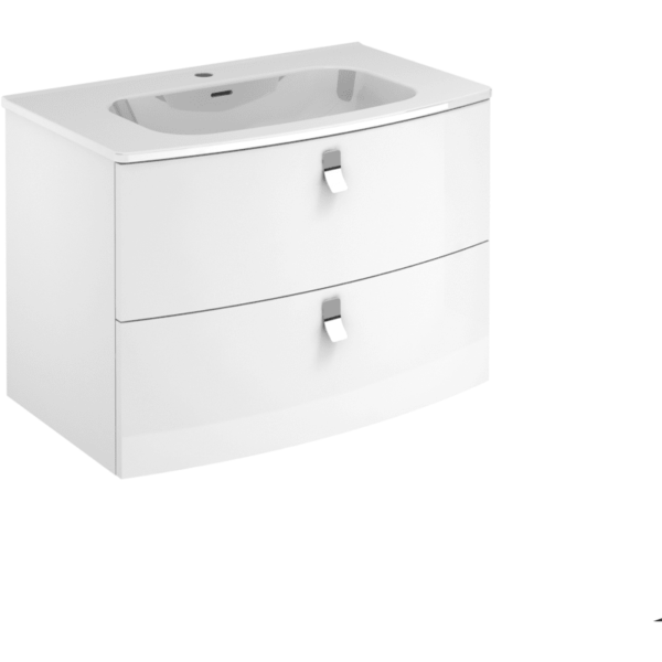 WS Bath Collections Rondo 80 Rondo 32" Single Vanity Set with Engineered Wood Cabinet and Ceramic Vanity Top with Integrated Sink Gloss White Bathroom