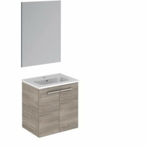 WS Bath Collections Start 50 Pack Start 20" Single Vanity Set with Engineered Wood Cabinet Ceramic Vanity Top with Integrated Sink and Mirror Sandy