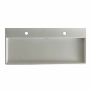 WS Bath Collections Urban 100 Urban 39-9/16" Vessel or Wall Mounted Bathroom Sink with Overflow Ceramic White / 2 Faucet Holes Fixture Lavatory Sink