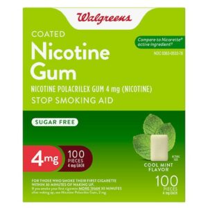 Walgreens Nicotine Polacrilex Coated Gum 4 mg (Nicotine), Stop Smoking Aid Mint - 100.0 EA