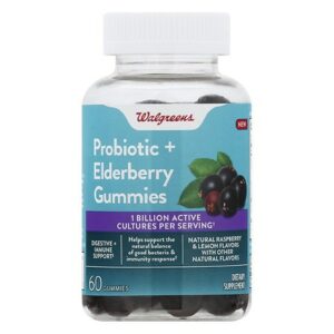 Walgreens Probiotic + Elderberry Gummies Raspberry Lemonade - 60.0 ea