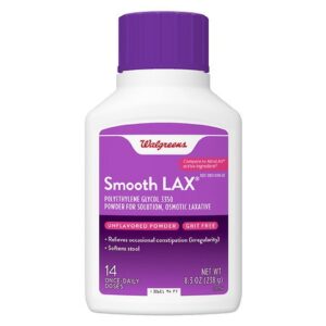 Walgreens SmoothLax Polyethylene Glycol 3350, Powder for Solution, Osmotic Laxative 14 Day - 8.3 oz