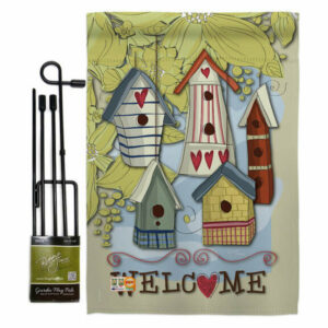 Welcome Birdhouse Village Inspirational Sweet Home Garden Flag Set