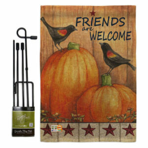 Welcome Friends Crows Fall Harvest & Autumn Garden Flag Set