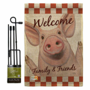 Welcome Piggy Nature Farm Animals Garden Flag Set