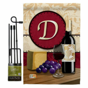 Wine D Initial Happy Hour & Drinks Wine Garden Flag Set